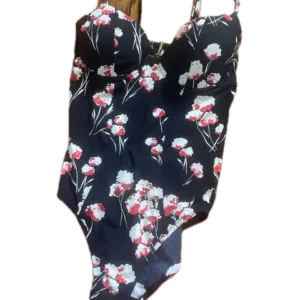 Black Floral Print Swimsuit (One Piece)